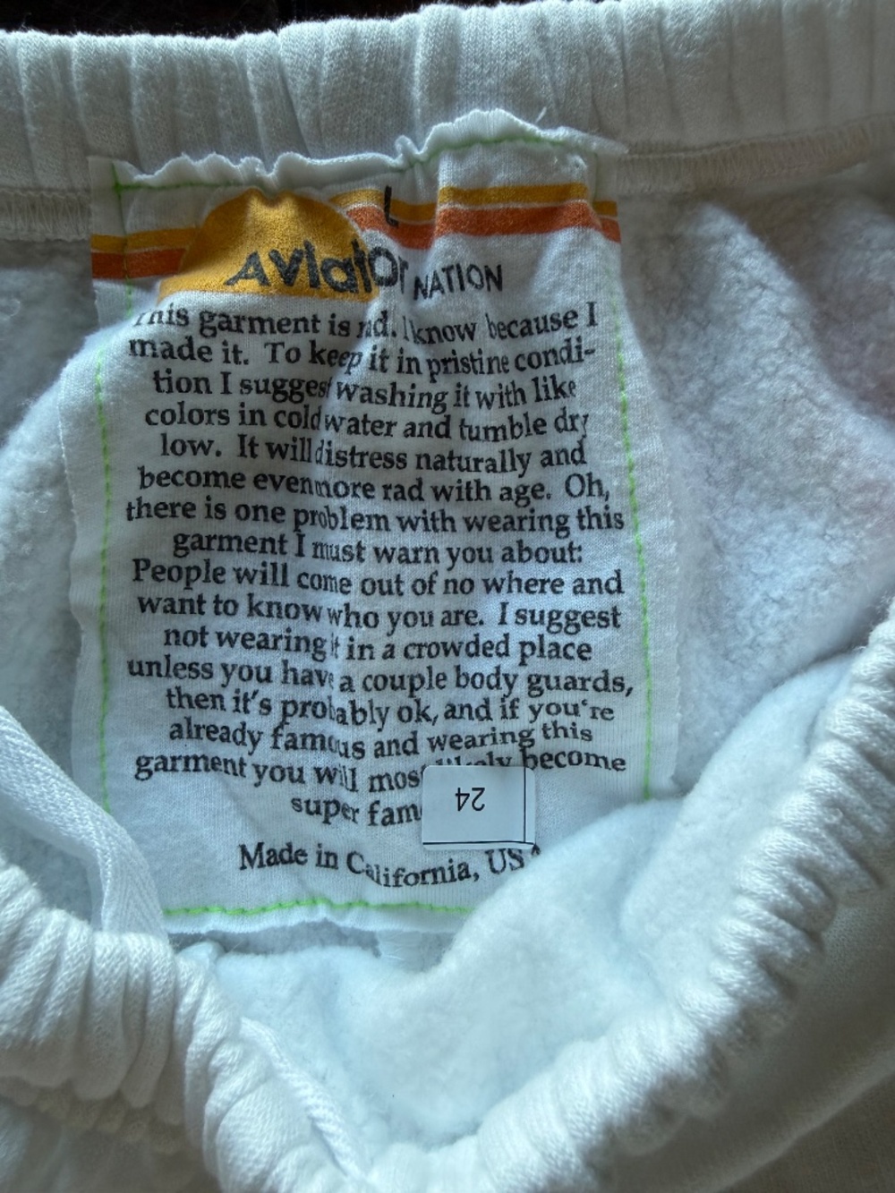 Aviator Nation 6 STRIPE SWEATPANTS - WHITE // SERAPE - Picture 5 of 7